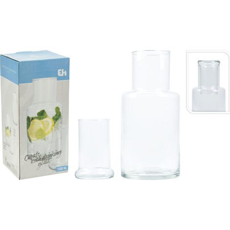 EXCELLENT botella 1,5 l 23x10,5 cm + vaso vidrio 11x7 cm 250 ml
