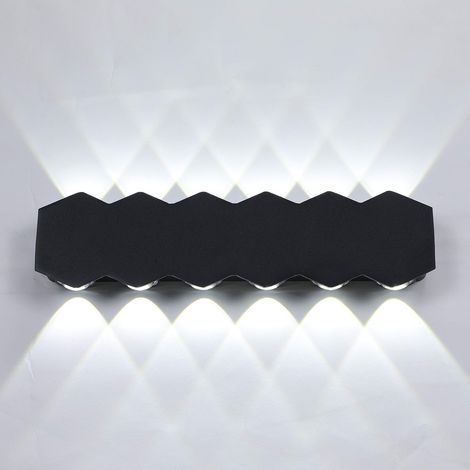 MINKUROW Lámpara De Pared Led Para Interiores 12w Lámpara Moderna Negra, Lámpara De Pared De Aluminio Con Luz Blanca Fría 6000k, Iluminación De Pared De 31 Cm Para Dormitorio Comedor Pasillo (1/5)