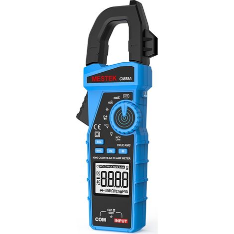 Pince multimètre numérique Mestek CM88A 600 A - Mesures TRMS, NCV, AC/DC, température, rétroéclairage pour électriciens professionnels et bricoleurs (1/5)
