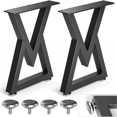 Lot de 2 pieds de meubles en métal 30 x 40 cm, vis réglables, indépendants et stables, robustes, à monter soi-même, adaptés aux tables basses et bureaux, type V (1/5)