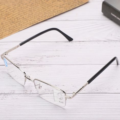 Lunettes de lecture multifocales en métal, anti-fatigue, anti-lumière bleue, pour presbytes, argent 350 (1/5)