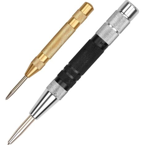 2Pcs Automatic Center Punch Un Grand et Un Petit - Poinçon de Centrage À Ressort en Laiton de 5 Pouces avec Tension Réglable, Outil À Main pour Le Métal Ou Le Bois (1/5)