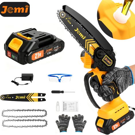 Tronçonneuse Jemi Tool 6 pouces – Portable avec lubrification automatique, pour coupe de bois, élagage et travaux de jardinage