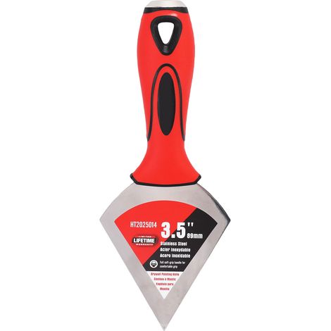 Grattoir à mastic de 3.5 pouces, polissage miroir, spatule en acier inoxydable pour la réparation des murs, retrait de la tête triangulaire, poignée double couleur.