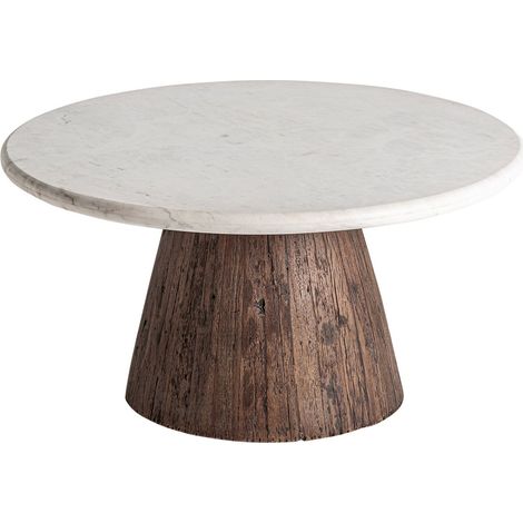 Table basse rustique en bois vieilli avec plateau miroir marron - Marron bois vieilli (1/4)