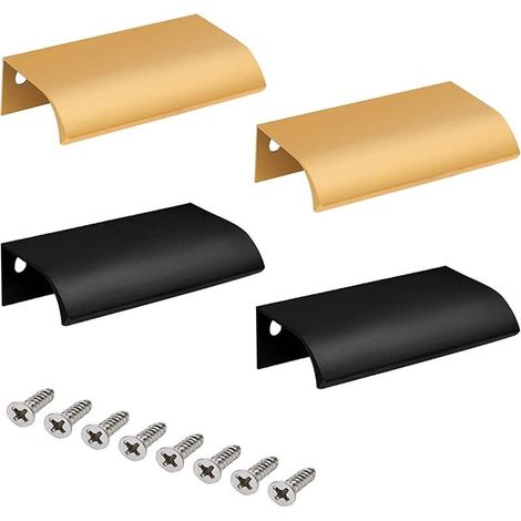 Lot de 4 poignées d'armoire dissimulées bicolores, poignées d'armoire portables, poignées encastrées, poignées de porte, poignées incurvées pour armoire de cuisine/chambre/porte (1/5)