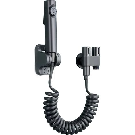 Ensemble robinet de bidet avec flexible télescopique de 2 m et douchette compacte en acier inoxydable de 7,5 cm pour le nettoyage des toilettes et les soins des animaux. (1/5)