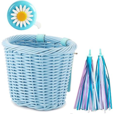 Ensemble de paniers en rotin tressé pour guidon de vélo, accessoires bleus (1/5)