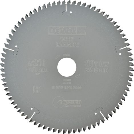 DeWALT EXTREME Kreissägeblatt 216 x 30mm 80 TFZ für Stationärsagen DT4286-QZ