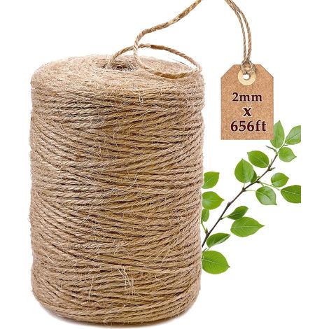 Ficelle Jute 200M 2mm Corde de Jute Corde de Chanvre Rouleau Corde Decoratio Corde Jute Ficelle Alimentaire pour Emballage Cadeau (1/5)