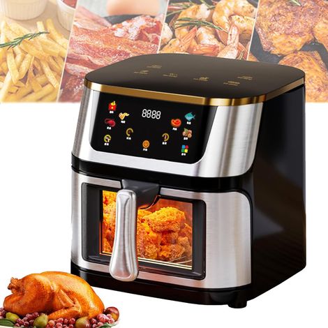 Friteuse À Air Chaud Xxl Avec Panier De 6l Et Fenêtre De Visualisation, Friteuse Sans Huile Avec Éclairage, 1400w, Airfryer Avec Jusqu'à 10 Programmes (1/5)