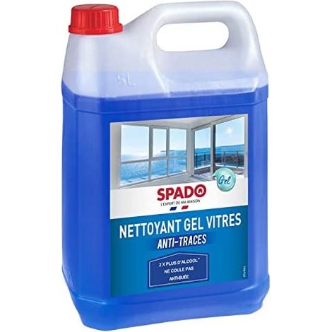 SPADO - Nettoyant vitres en gel - Anti-traces - Anti-pluie - Ne coule pas - Antibuée - pour vitre, miroirs et écran - 5L - Fabriqué en France