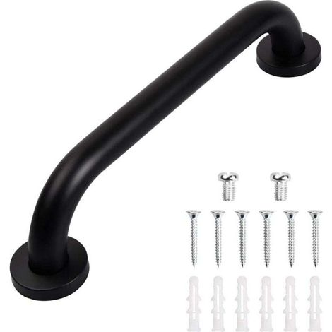 1 pezzo di maniglione di sicurezza per vasca da bagno, maniglione antiscivolo per doccia, adatto per anziani/bagno e cucina, 30 cm (nero) -Crezuo