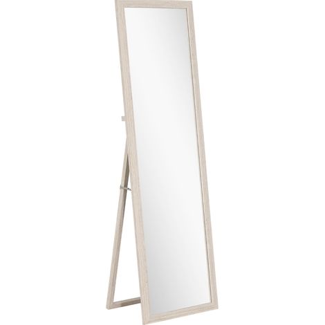 Specchio a figura intera 160x50 cm con cornice bianca e supporto richiudibile (1/5)