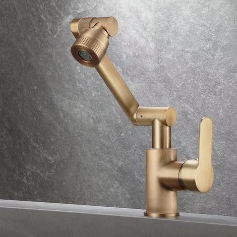 Robinet de cuisine rétro en cuivre style bambou, mitigeur eau chaude/eau froide, lavabo de balcon, tuyau antigel pour machine à laver d'extérieur (1/5)