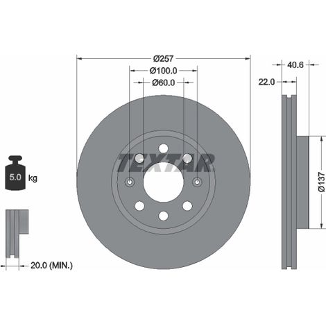 Lot de 2 Disques de frein Textar 92145703 FIAT 0000071773404 0006001073179
