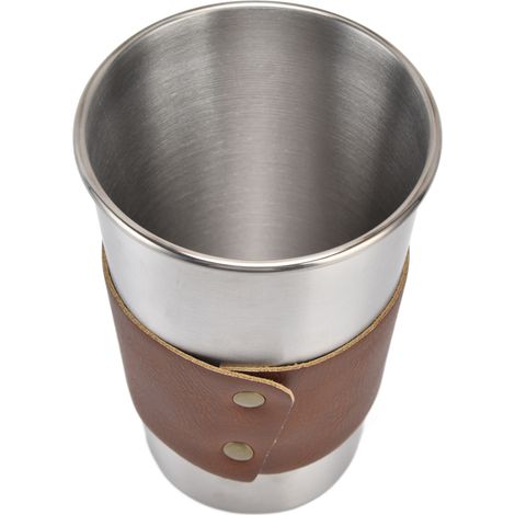 Gourmet gobelet isotherme en acier inoxydable 304, design nordique, verre à jus style ins, peau de cuir, lot de 2. (1/5)