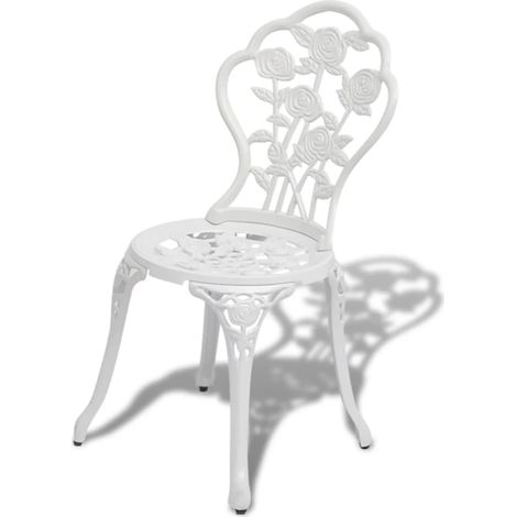 Chaises de bistro lot de 2 Chaises d'extérieur Aluminium coulé Blanc (1/5)