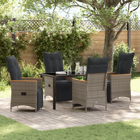 Garden Dining Set 5 pcs Grey Poly Rattan vidaXL (1/5)