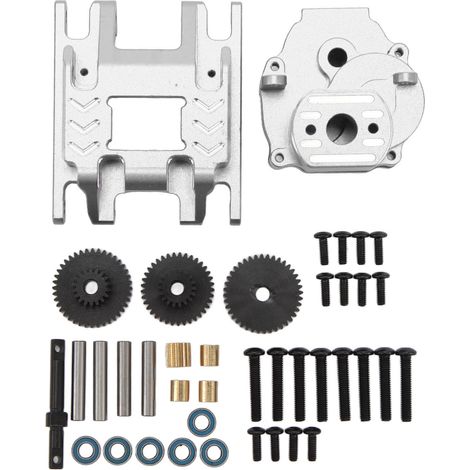 Boîtier de transmission en alliage d'aluminium pour RC Gearbox Assembly, pignon et base de transmission pour voiture Traxxas 1/18 RC, pièces de mise à niveau argentées (1/5)
