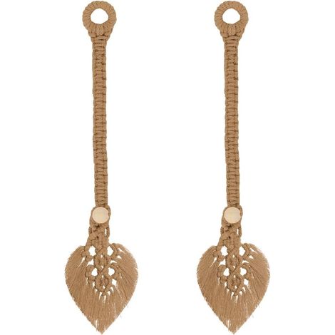 Lot de 2 embrasses de Rideaux décoration Boheme - Attache Rideau en Coton macramé, pour Rideaux décoration de Rideaux (Brun)
