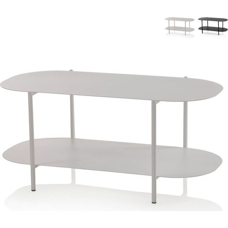 Tavolino da salotto design moderno in metallo con ripiano Vitko - Bianco (1/4)