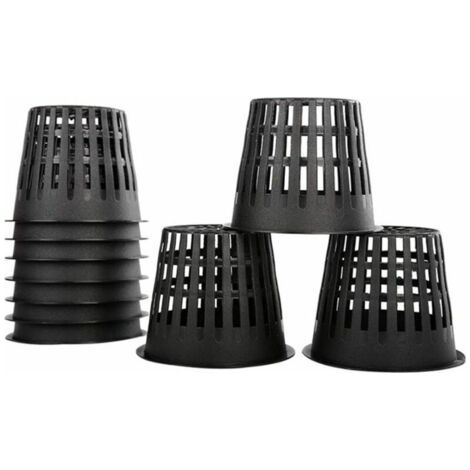 10pcs, Noir Paniers Hydroponiques Plastique Pot Plantation Hydroponique Réutilisable Panier Plante Aquatique pour Culture hydroponique aéroponique, Plantation de Fleurs, Jardinage (1/5)