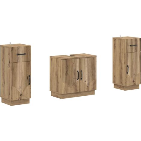 Maison Exclusive - Set di armadietti da bagno in 3 pezzi HOORN Rovere Artigianale (1/5)
