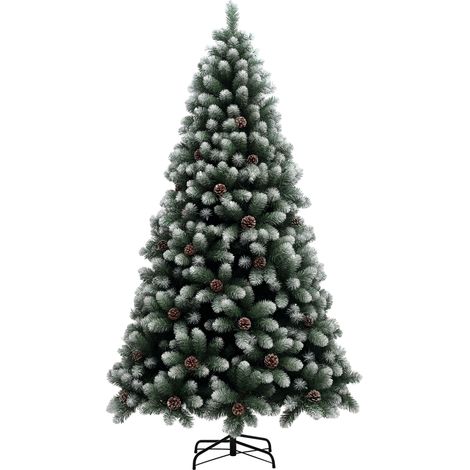 HOMCOM 7ft Artificial Pine Christmas Tree with Pinecones, Steel Base (1/5)