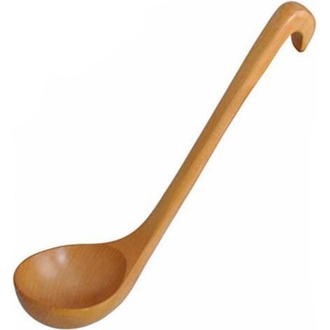 3 ustensiles de cuisine en bois naturel, louche grande taille, cuillère à soupe, cuillère à porridge avec crochet (1/5)