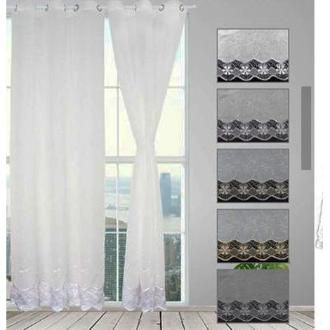 TrAdE Shop Traesio - Tenda Tiziana Pannello Singolo 6 Borchie Porta Finestra Cucina Bastone 140x280cm - (1/2)