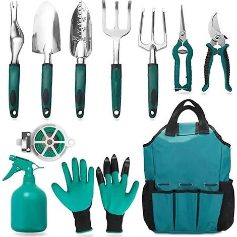 Ensemble complet d'outils de jardinage robustes en acier inoxydable, comprenant un sac et des outils de jardinage pour prairies. (1/5)