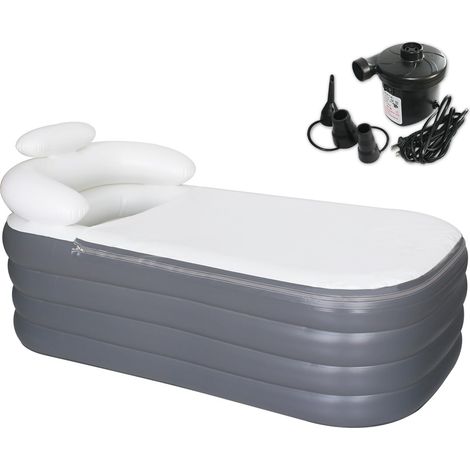 Aufblasbare Badewanne für Erwachsene – große tragbare Eisbadewanne – Spa – Badewanne mit Reißverschluss-Abdeckung (dunkelgrau, 164 x 84 x 51 cm)
