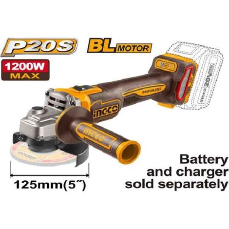Meuleuse d'angle sans fil 125mm - Puissance: 1200W- emmanchement M14 (1/2)