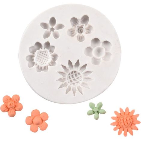 Moules en silicone pour mini-gâteaux en forme de fleurs, moules en résine pour fondant, roses, marguerites, petits moules à fleurs, outils d\\'art pour bijoux (1/2)