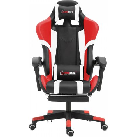 Herzberg hg 8083 dreifarbiger gaming und burostuhl mit linearem akzent in rot