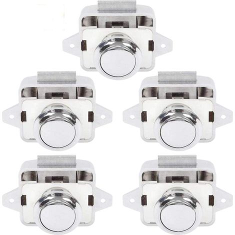 Bouton Poussoir Camping Car - Serrure Loquet Porte Fermeture Placard Bouton pour RV caravane de moteur 5 pièces Argent