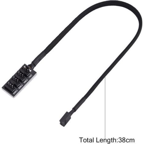 Adaptateur de câble d'alimentation - - Hub répartiteur PWM 4 voies - 38cm - Compatible 3/4 broches (1/4)