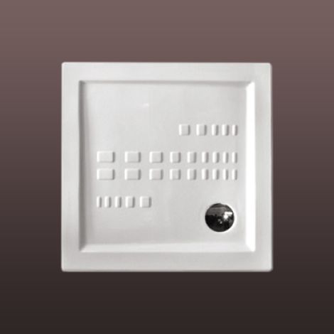 Kiamami Valentina – Receveur de douche à poser 90x90 cm – Extra plat 5,5 cm – Céramique émaillée antidérapante – Design moderne géométrique (1/5)