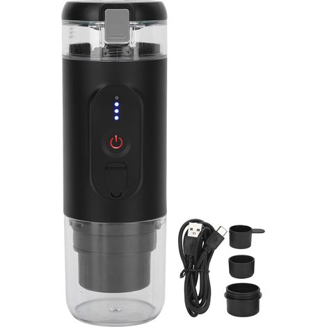 Tragbare Kaffeemaschine für unterwegs, kompatibel mit Kapseln und gemahlenem Kaffee, USB-aufladbar, ideal für den Einsatz im Freien, im Auto oder im Büro. (1/5)