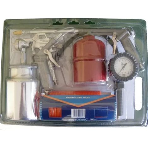 Kit accessoires pneumatiques, pistolet à peinture, soufflette à bec, poignée de gonflage,tuyau spirale (1/3)