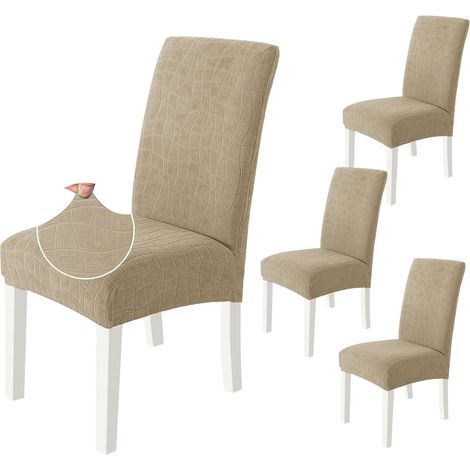 Housse De Chaise 4 Pièces, Housse Chaise Salle À Manger Élastique Kaki (1/5)