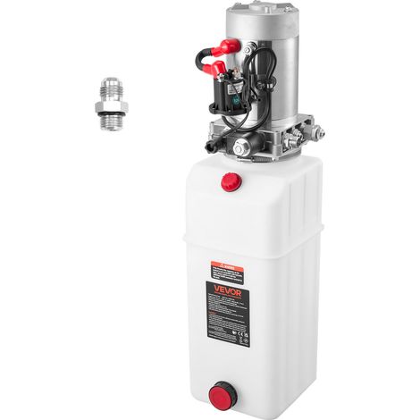 VEVOR Pompe Hydraulique Simple Effet, Groupe de Bennage pour Camion Benne 7,6 L, Mini Centrale Hydraulique pour Remorque a Benne Basculante, Pression de Decharge Max. 22 MPa et Debit 3,4 L/min (1/5)