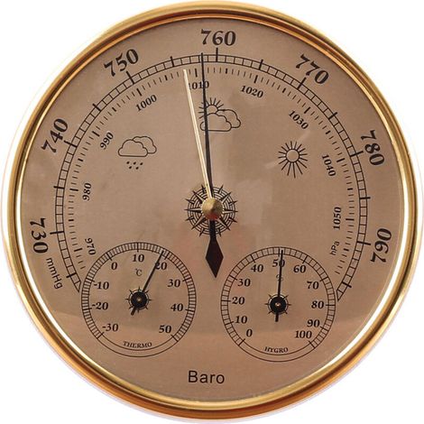 Baromètre, Station Météo avec Baromètre Et Thermomètre Hygromètre, Station Météo Analogique Murale 3 en 1, pour L'intérieur Et L'extérieur