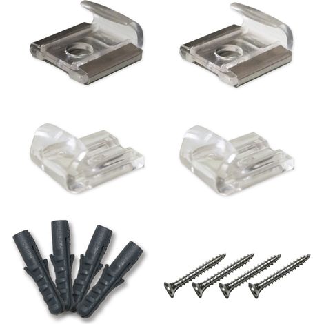 Lupia - Kit 4 pz ferma specchio e vetro in acciaio da parete a molla (1/4)