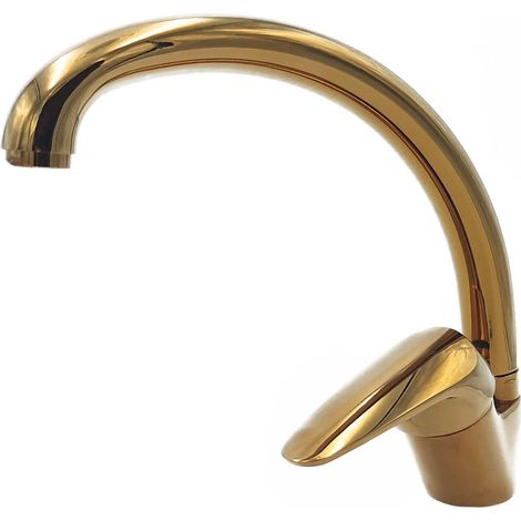 Rubinetto Cucina Oro Lucido Girevole Miscelatore Monocomando Lavello JH-7185G (1/5)
