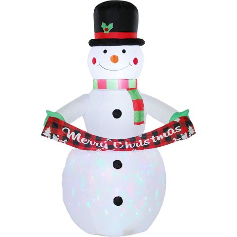 Outsunny Christmas Blow Up Snowman with Colourful LED Light (1/5)