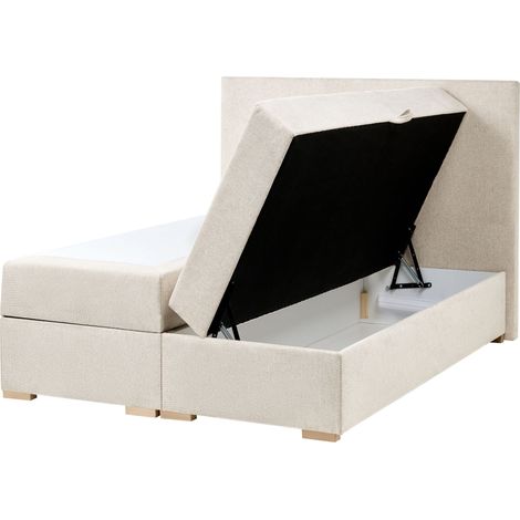Boxspringbett mit Stauraum Stoff MAJOR 120 x 200 cm Hellbeige