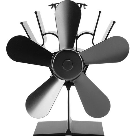 Ofenventilator, 5 Flügel, Kaminventilator, wärmebetriebener Ventilator, für Holzöfen, Pelletöfen, Kamine, vertikal, rechteckig, schwarz (1/5)