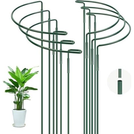 Tuteurs pour Plantes, 6PCS 25 40CM Vert Support de Plantes Jardin en Métal Demi-Rond, Anneau Pivoines Hortensias Roses Sédum Légumes Tomates 6pcs/2540CM - (1/5)